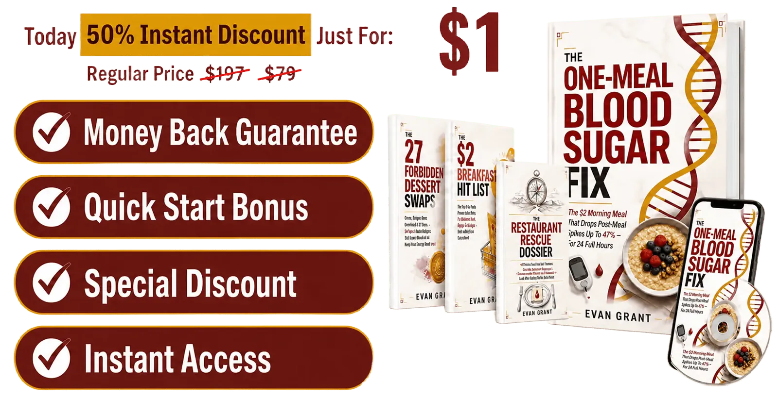 The One-Meal Blood Sugar Fix offer and included bonuses